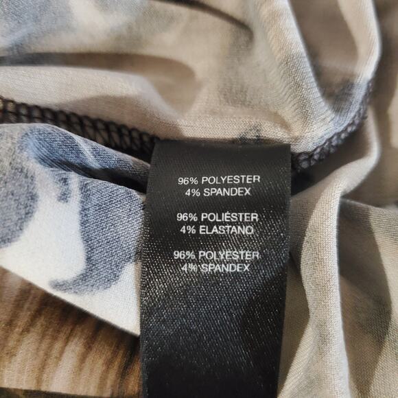 Chicos Travelers Asymmetrical, Animal Floral Slinky Stretch Tunic Top 3 US XL 16 - Picture 7 of 13